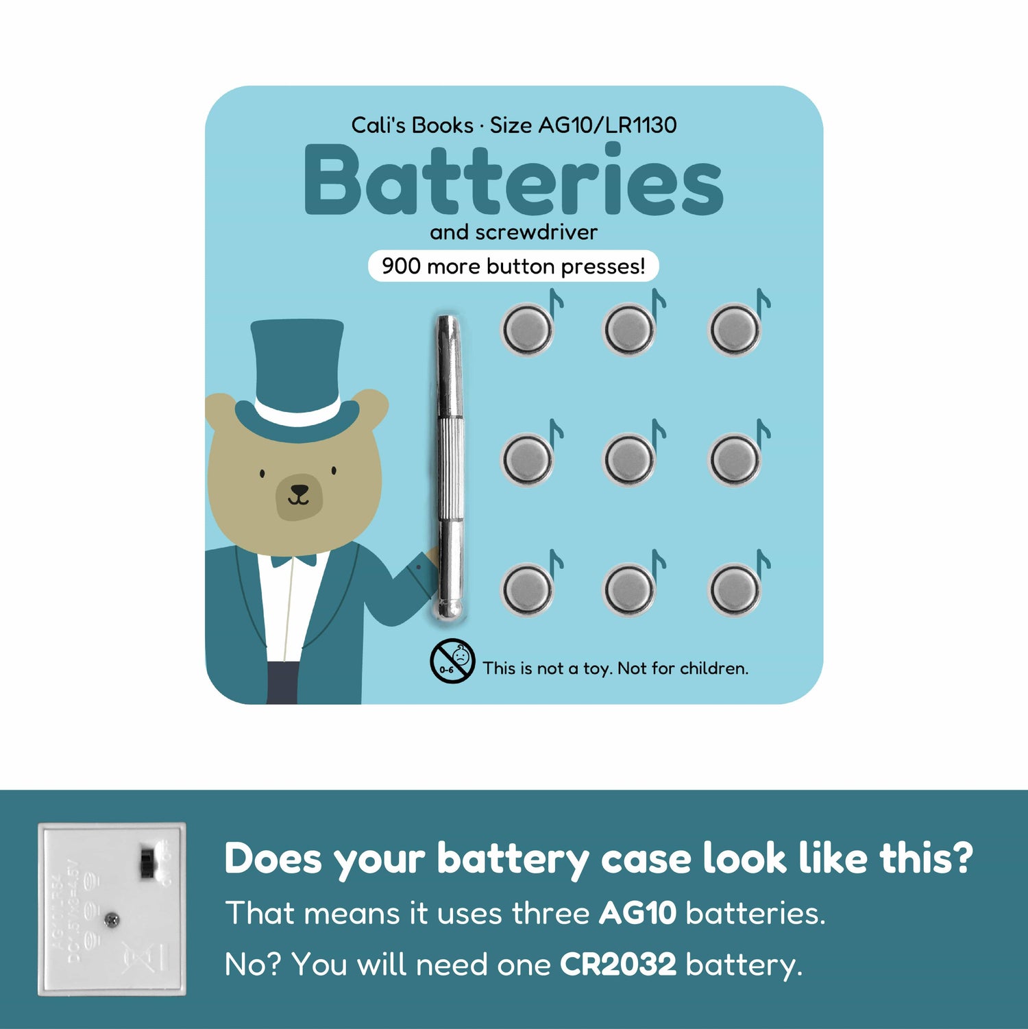 Replacement Battery Kit for Sound Books with three AG10 Batteries