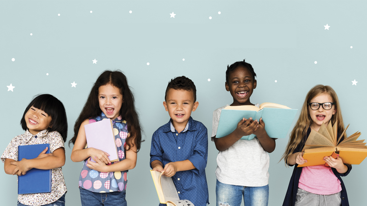 Children of various ages are reading books. Reading, kids activities, fun, educational.
