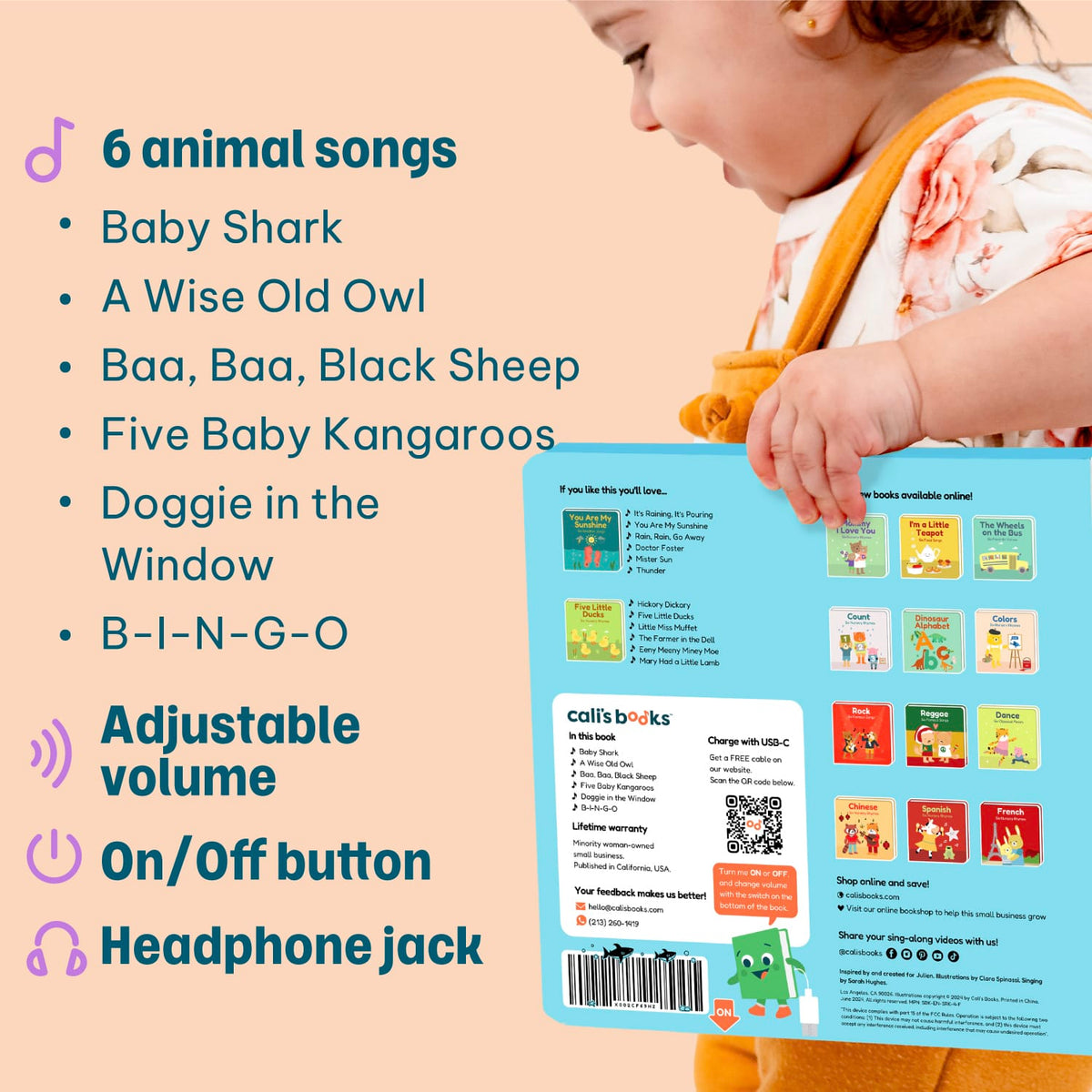 Cali's Books Sound Books Baby Shark Nursery Rhymes - Headphone Edition