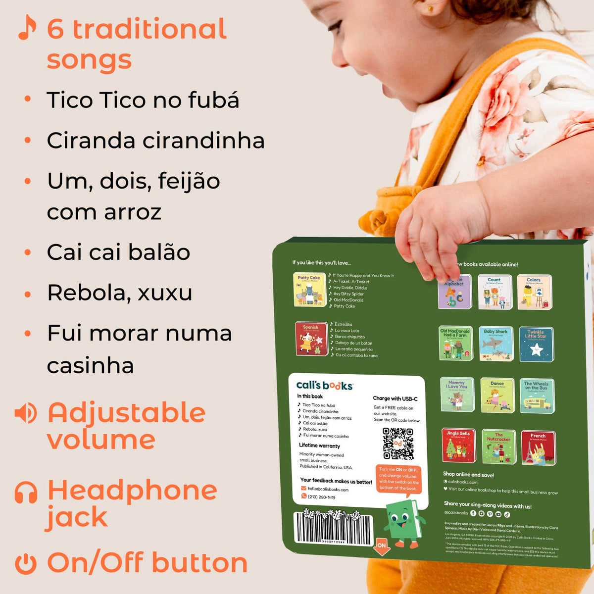 Cali's Books Sound Books Brazilian Nursery Rhymes - Rechargeable - w/jack