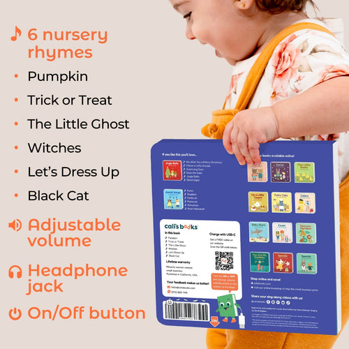 Cali's Books Sound Books Halloween Nursery Rhymes Glow-in-the-Dark - Rechargeable w/Jack Feature