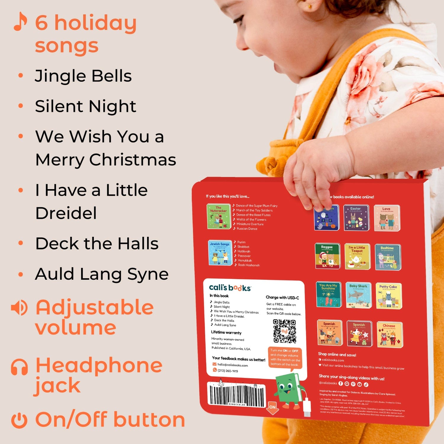 Cali's Books Sound Books Jingle Bells Nursery Rhymes - Headphone Edition