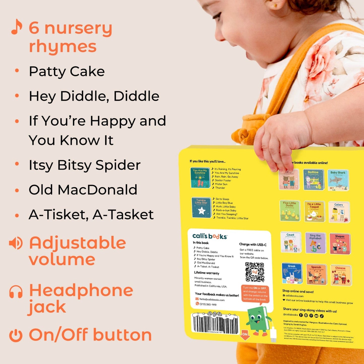 Cali's Books Sound Books Patty Cake Nursery Rhymes - Headphone Edition