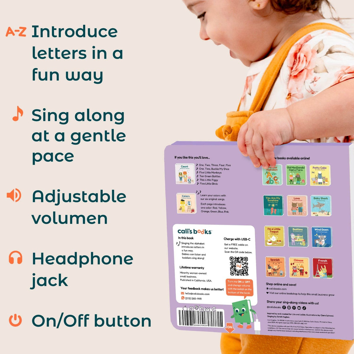 Cali's Books Sound Books Sing The Alphabet - Rechargeable w/Jack Feature